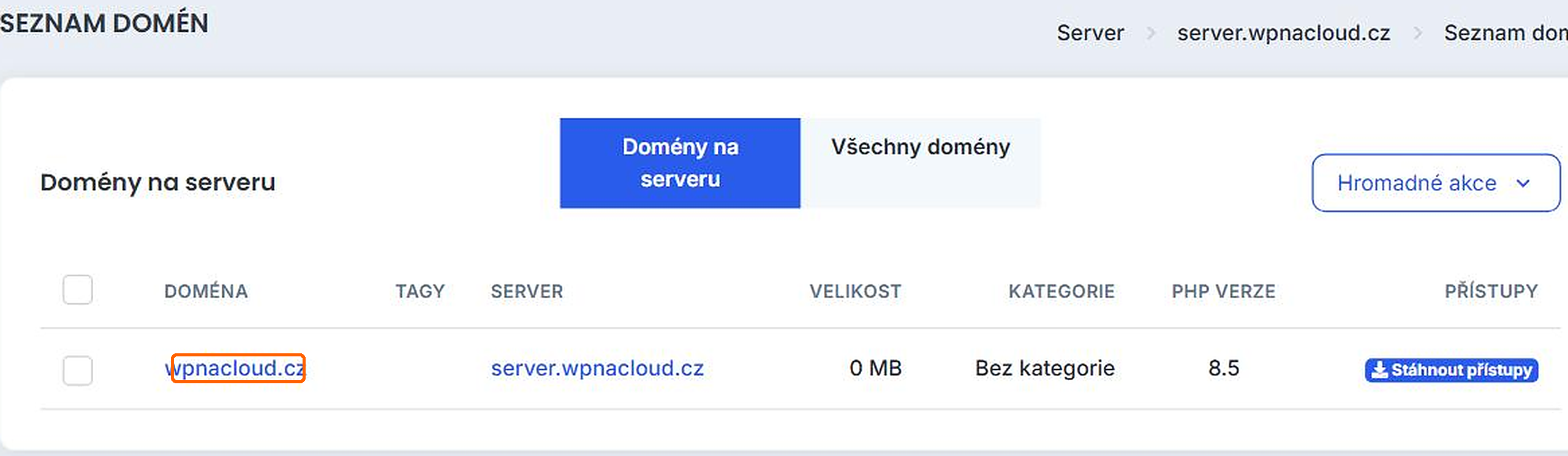 Doména v seznamu domén