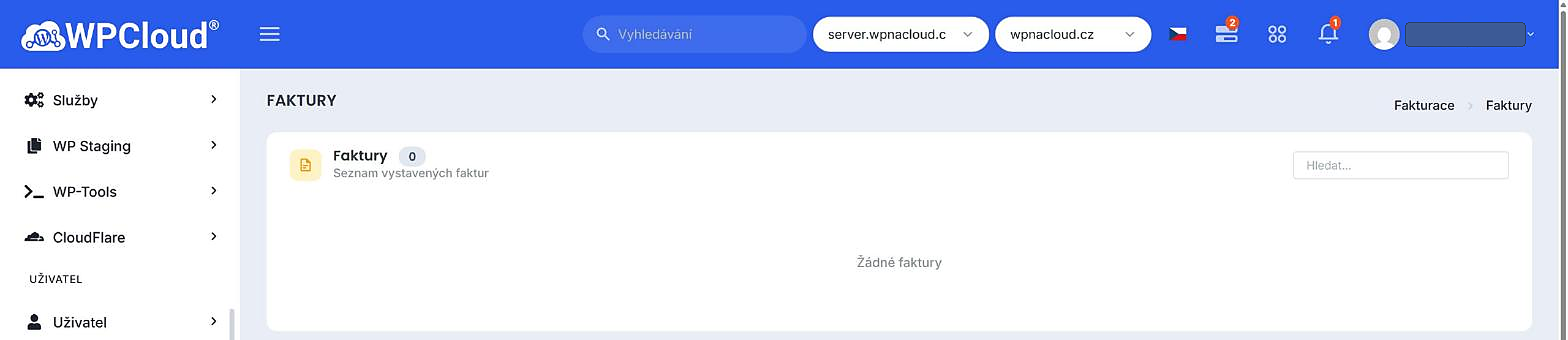Seznam vystavených faktur s vyhledáváním