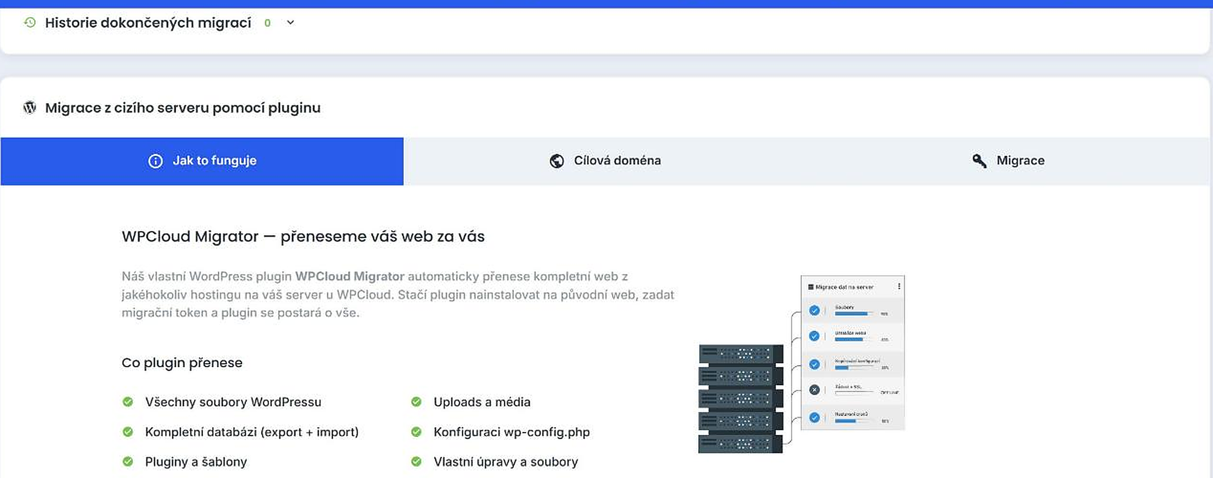 Co plugin WPCloud Migrator přenese