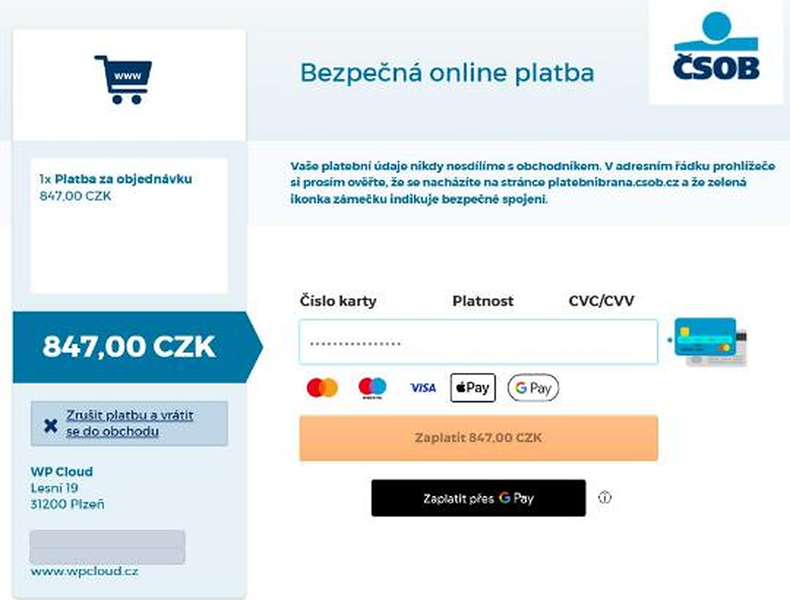 Platební brána ČSOB