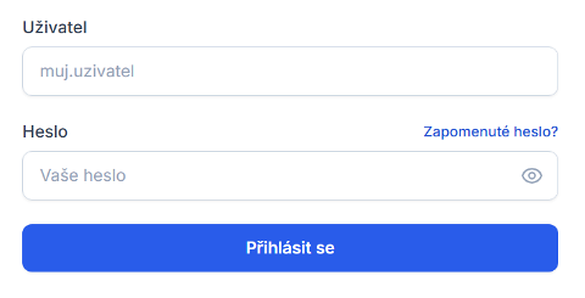 Detail přihlašovacího formuláře