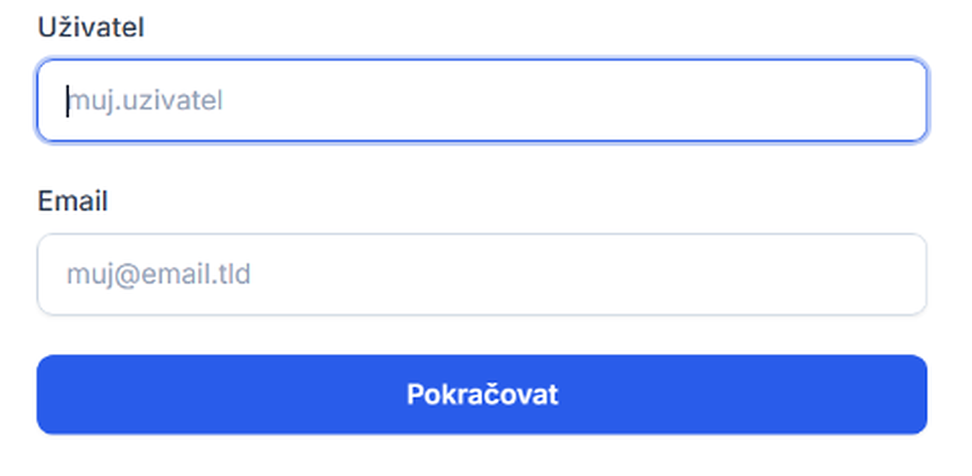 Detail formuláře pro obnovu hesla