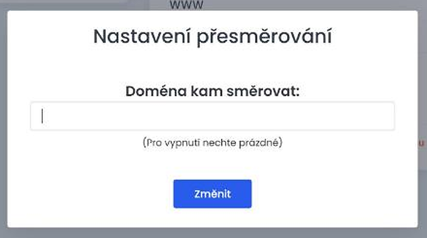 Dialog Nastavení přesměrování